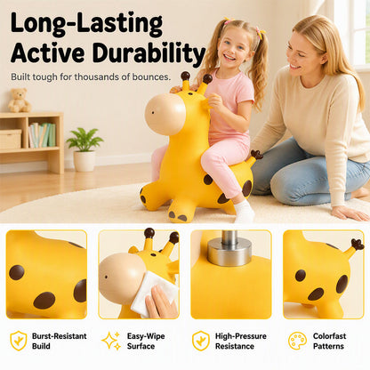 🦒 Inflatable Giraffe Hopper for Kids – Musical Bouncy Ride-On 🎵