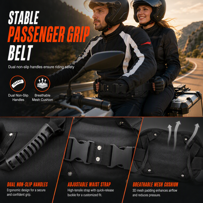 🏍️ Adjustable Passenger Grip Belt – ✋Motorcycle Passenger Waist-strap Safety Handle