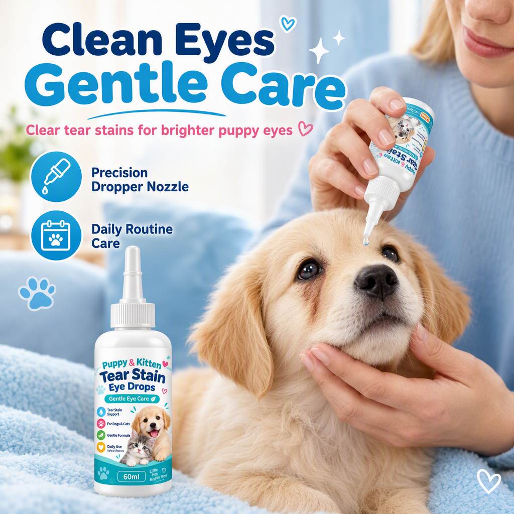 🐾 Pet Tear Stain Remover Eye Drops - Gentle Clean Eye Care Solution for Pets 💧