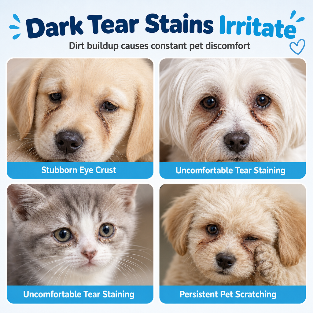 🐾 Pet Tear Stain Remover Eye Drops - Gentle Clean Eye Care Solution for Pets 💧