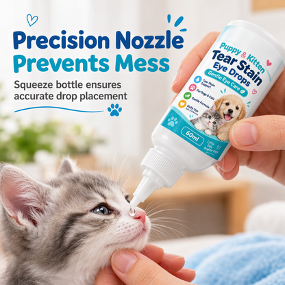 🐾 Pet Tear Stain Remover Eye Drops - Gentle Clean Eye Care Solution for Pets 💧