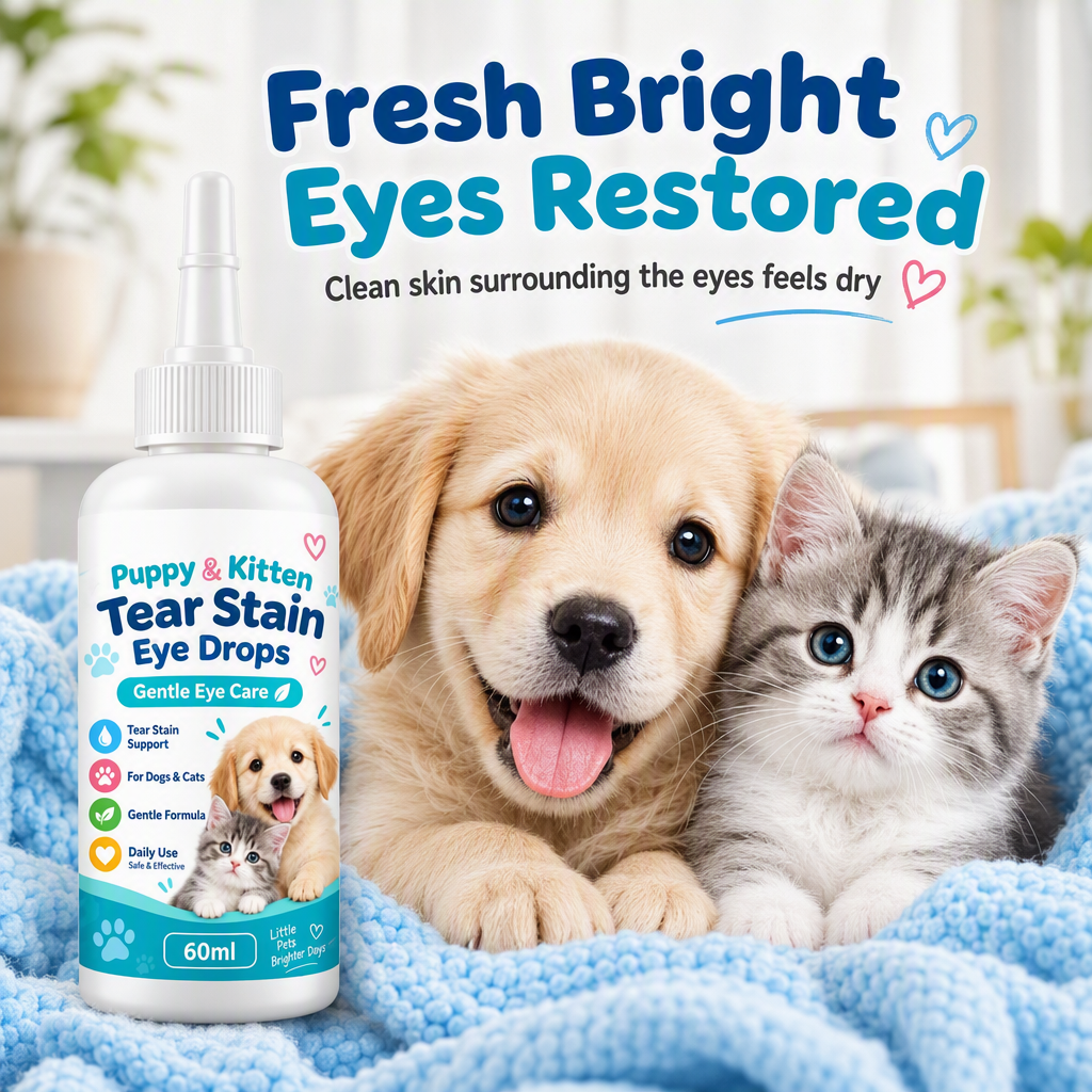 🐾 Pet Tear Stain Remover Eye Drops - Gentle Clean Eye Care Solution for Pets 💧