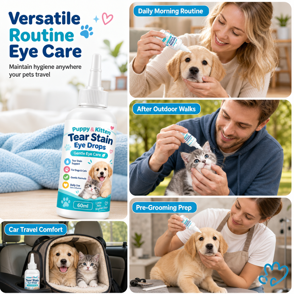 🐾 Pet Tear Stain Remover Eye Drops - Gentle Clean Eye Care Solution for Pets 💧