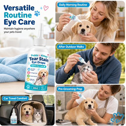 🐾 Pet Tear Stain Remover Eye Drops - Gentle Clean Eye Care Solution for Pets 💧
