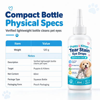 🐾 Pet Tear Stain Remover Eye Drops - Gentle Clean Eye Care Solution for Pets 💧