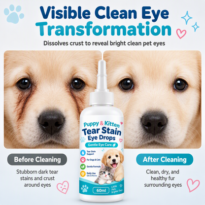 🐾 Pet Tear Stain Remover Eye Drops - Gentle Clean Eye Care Solution for Pets 💧