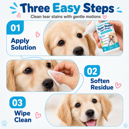 🐾 Pet Tear Stain Remover Eye Drops - Gentle Clean Eye Care Solution for Pets 💧