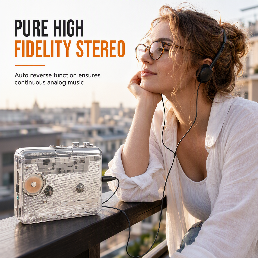 📻 Transparent Cassette Player to MP3 Converter - Portable Walkman Tape Digitizer 📼