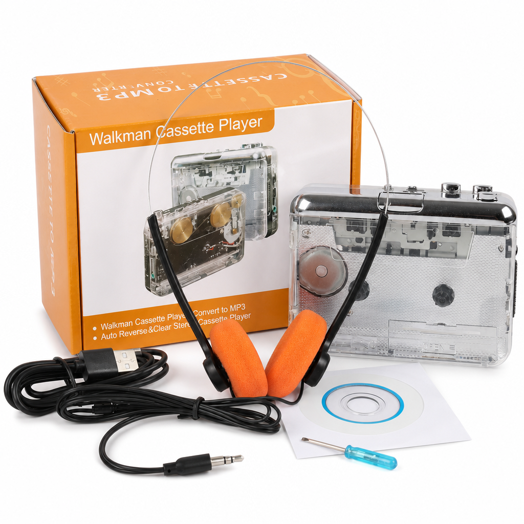 📻 Transparent Cassette Player to MP3 Converter - Portable Walkman Tape Digitizer 📼