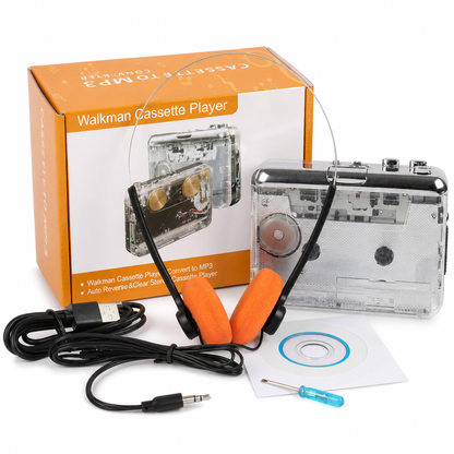 📻 Transparent Cassette Player to MP3 Converter - Portable Walkman Tape Digitizer 📼