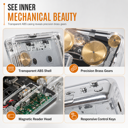 📻 Transparent Cassette Player to MP3 Converter - Portable Walkman Tape Digitizer 📼