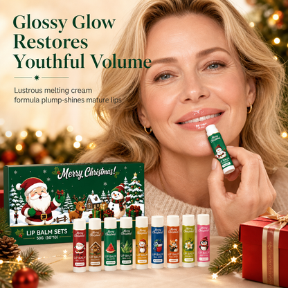 🎄 Christmas Lip Balm Gift Set – 10 Moisturizing Stocking Stuffers 🎁