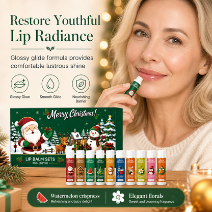 🎄 Christmas Lip Balm Gift Set – 10 Moisturizing Stocking Stuffers 🎁