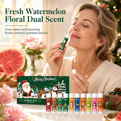 🎄 Christmas Lip Balm Gift Set – 10 Moisturizing Stocking Stuffers 🎁