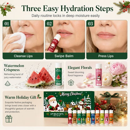 🎄 Christmas Lip Balm Gift Set – 10 Moisturizing Stocking Stuffers 🎁