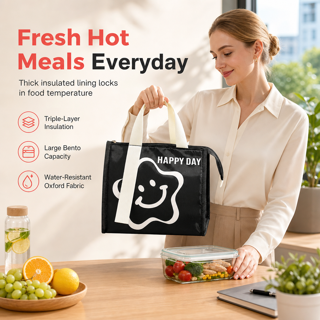 🍱 Insulated Lunch Bag – Large Reusable Thermal Tote for Hot & Cold Meals ✨