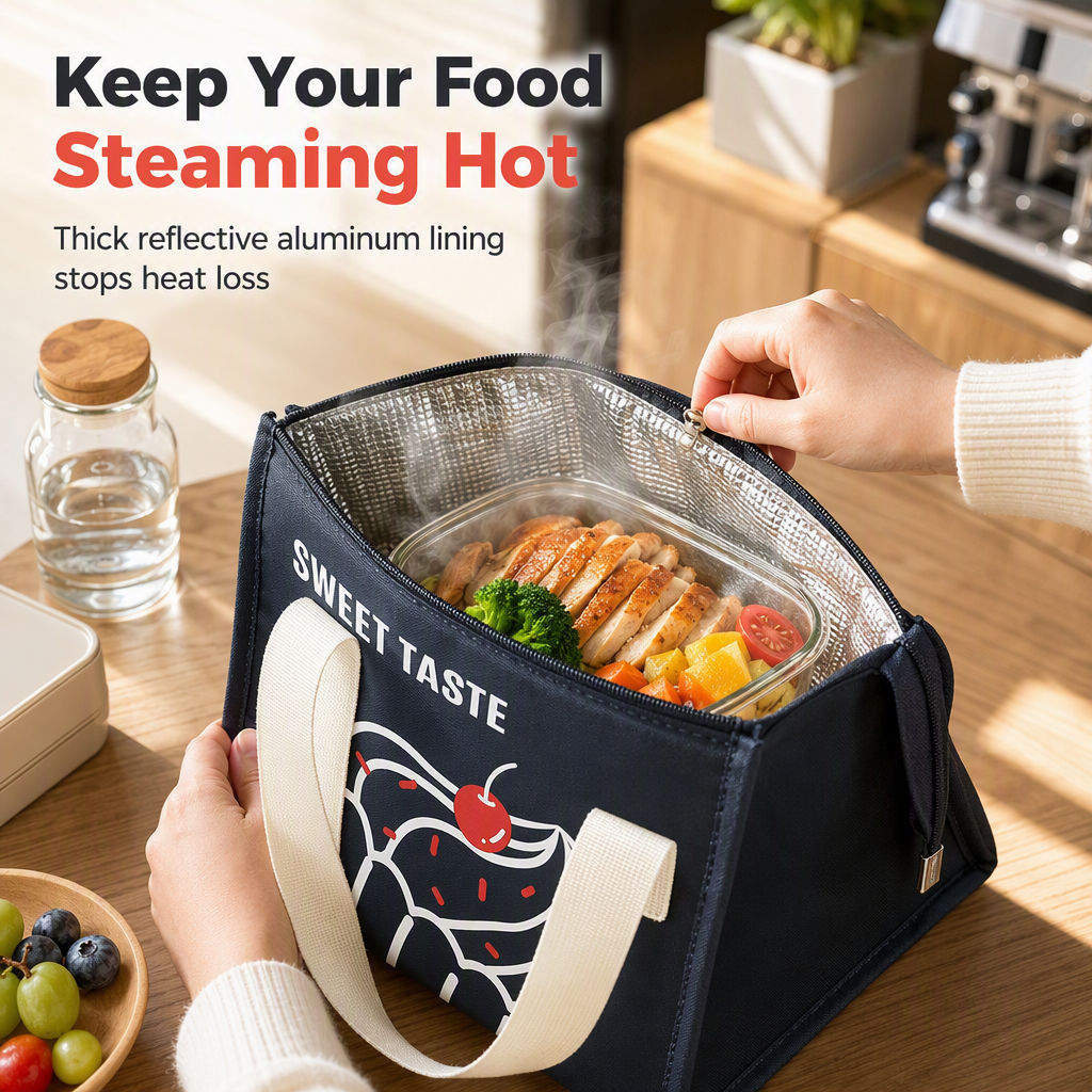 🍱 Insulated Lunch Bag – Large Reusable Thermal Tote for Hot & Cold Meals ✨