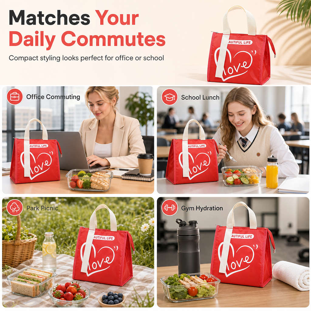 🍱 Insulated Lunch Bag – Large Reusable Thermal Tote for Hot & Cold Meals ✨