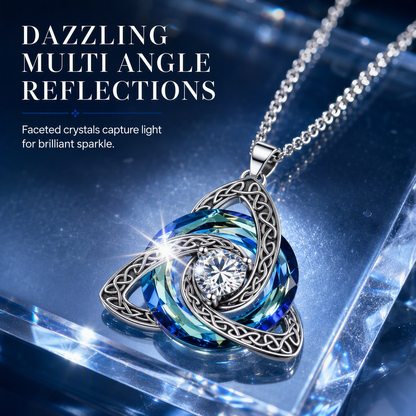 💎 Celtic Knot Birthstone Necklace – Heart Crystal Pendant Gift for Women ✨