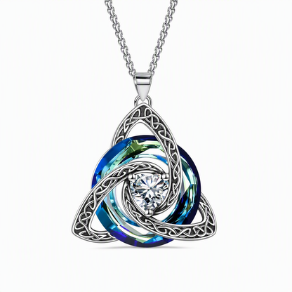 💎 Celtic Knot Birthstone Necklace – Heart Crystal Pendant Gift for Women ✨