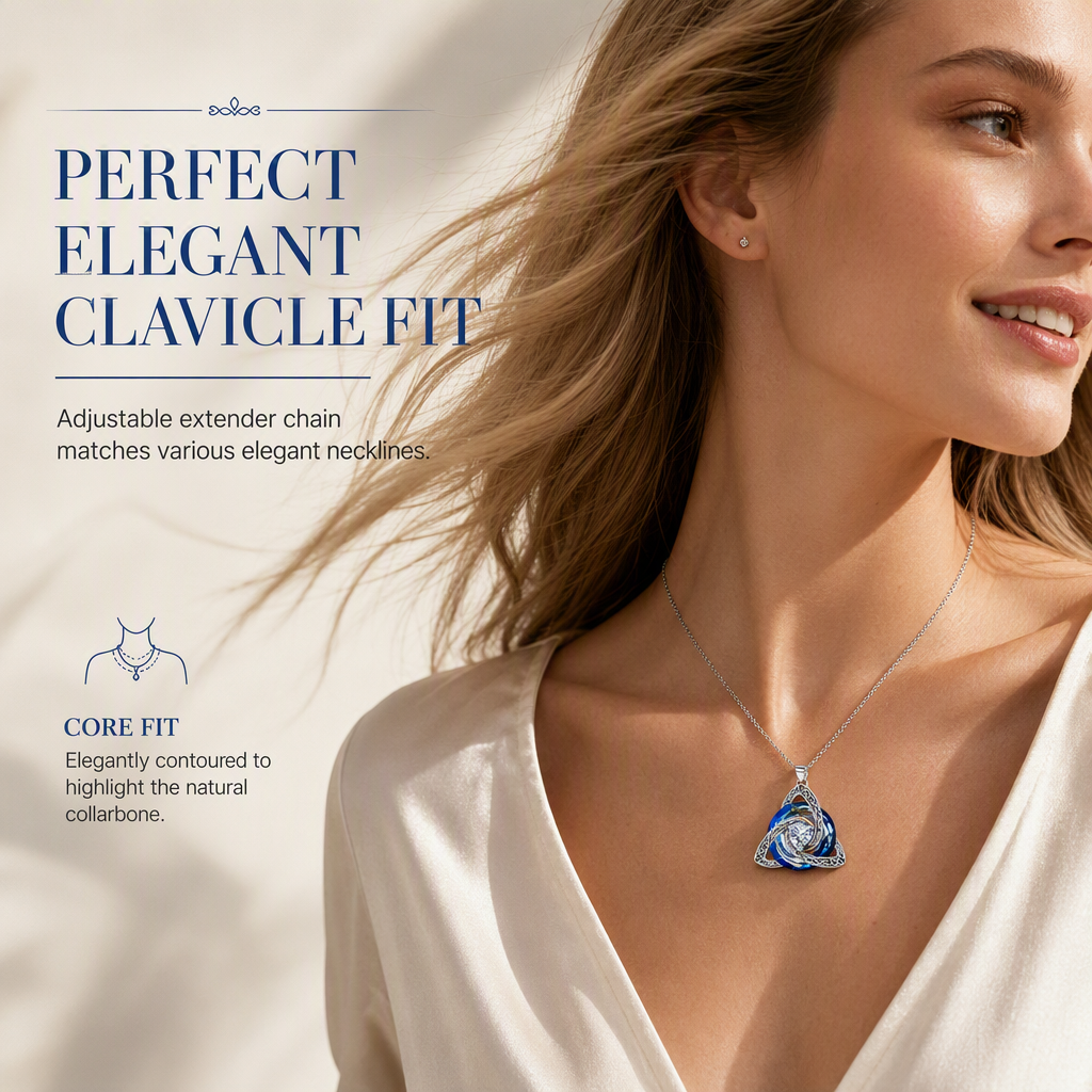 💎 Celtic Knot Birthstone Necklace – Heart Crystal Pendant Gift for Women ✨