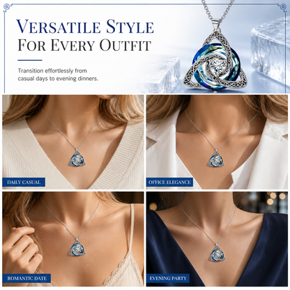 💎 Celtic Knot Birthstone Necklace – Heart Crystal Pendant Gift for Women ✨