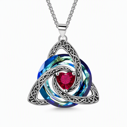 💎 Celtic Knot Birthstone Necklace – Heart Crystal Pendant Gift for Women ✨