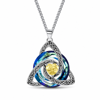 💎 Celtic Knot Birthstone Necklace – Heart Crystal Pendant Gift for Women ✨