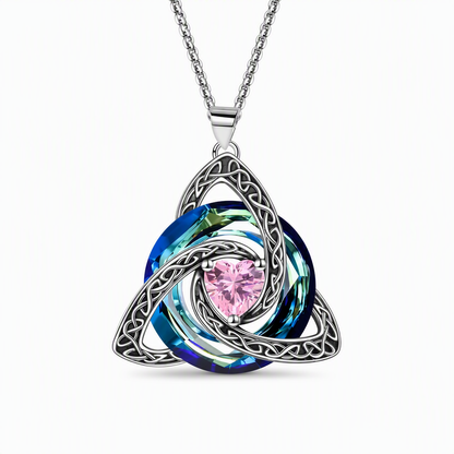 💎 Celtic Knot Birthstone Necklace – Heart Crystal Pendant Gift for Women ✨