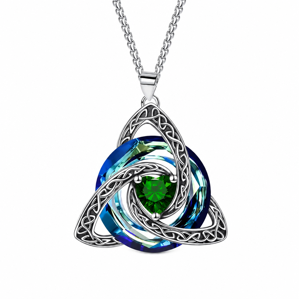 💎 Celtic Knot Birthstone Necklace – Heart Crystal Pendant Gift for Women ✨