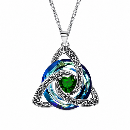 💎 Celtic Knot Birthstone Necklace – Heart Crystal Pendant Gift for Women ✨