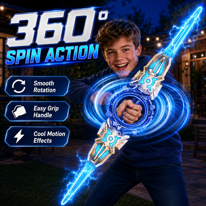 ⚔️ Spinning Double-Bladed Light-Up Sword – Rechargeable, 24 Modes ✨