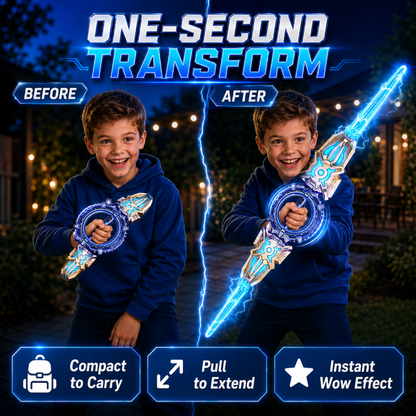 ⚔️ Spinning Double-Bladed Light-Up Sword – Rechargeable, 24 Modes ✨
