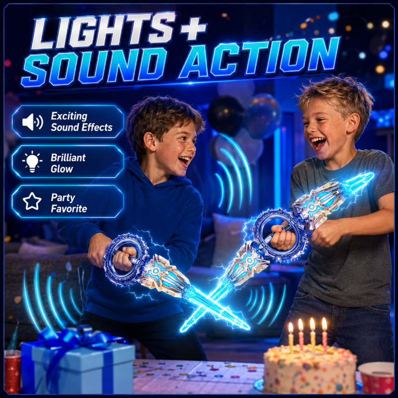 ⚔️ Spinning Double-Bladed Light-Up Sword – Rechargeable, 24 Modes ✨