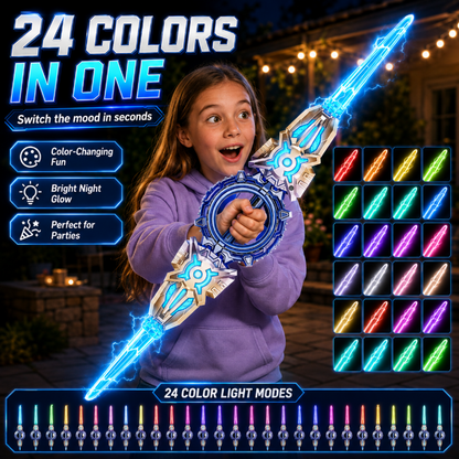 ⚔️ Spinning Double-Bladed Light-Up Sword – Rechargeable, 24 Modes ✨