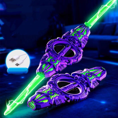 ⚔️ Spinning Double-Bladed Light-Up Sword – Rechargeable, 24 Modes ✨