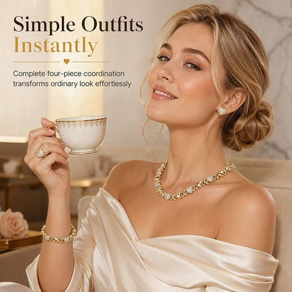 ✨ Exquisite Gold Heart Crystal Jewelry Set - 4 Piece Set 💎