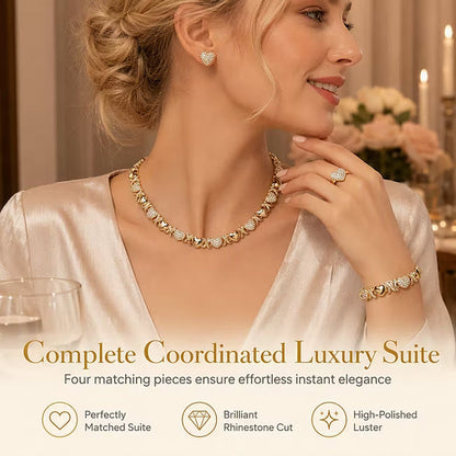 ✨ Exquisite Gold Heart Crystal Jewelry Set - 4 Piece Set 💎
