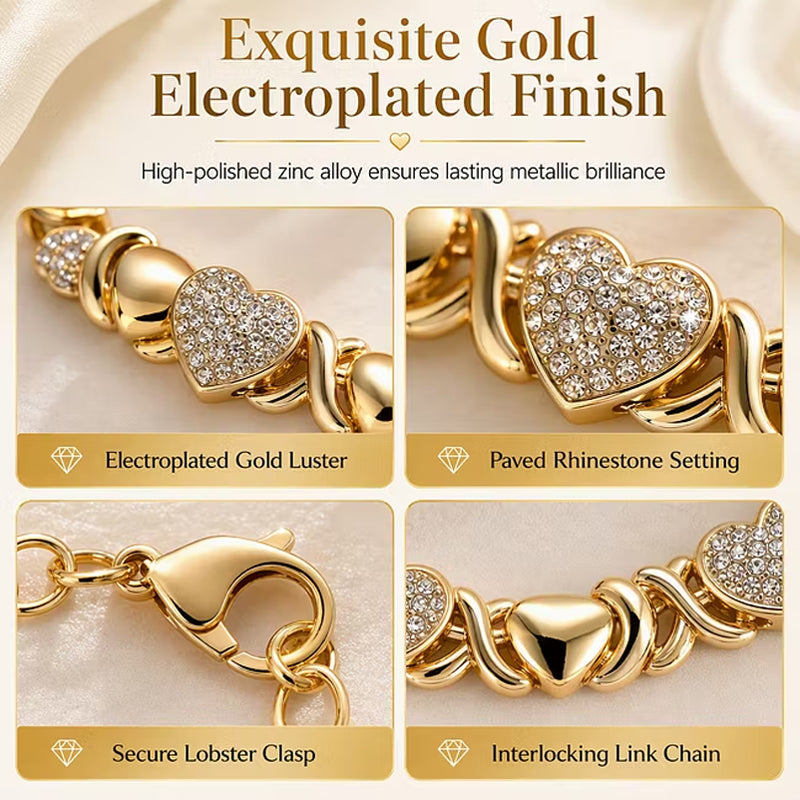 ✨ Exquisite Gold Heart Crystal Jewelry Set - 4 Piece Set 💎