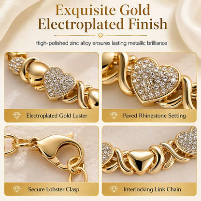✨ Exquisite Gold Heart Crystal Jewelry Set - 4 Piece Set 💎