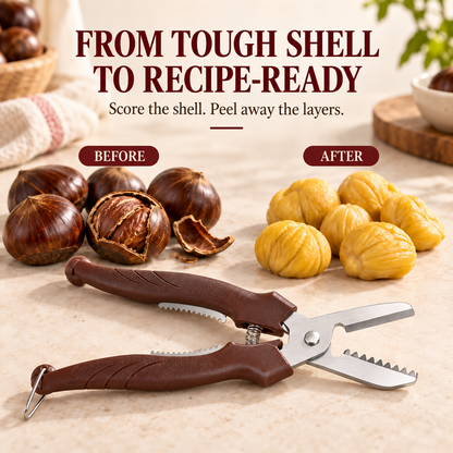 🌰 Stainless Steel Chestnut Peeling Scissors – Easy Chestnut Shell Cutter with Ergonomic Grip✨🔪