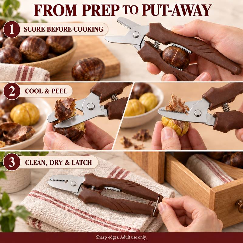 🌰 Stainless Steel Chestnut Peeling Scissors – Easy Chestnut Shell Cutter with Ergonomic Grip✨🔪