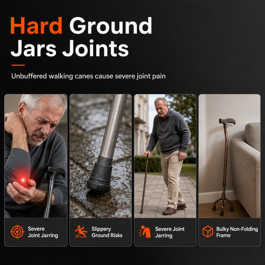 🦯 Shock Absorbing Forearm Elbow Crutches Folding Walking Stick 🩺