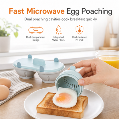 🍳 Microwave Double Egg Poacher - Fast Mess-Free Breakfast Maker 🥚