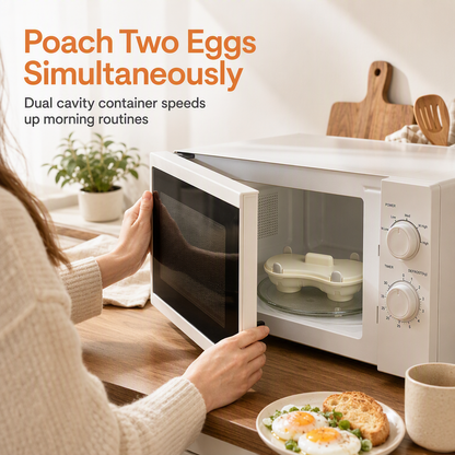 🍳 Microwave Double Egg Poacher - Fast Mess-Free Breakfast Maker 🥚