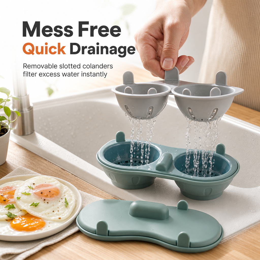🍳 Microwave Double Egg Poacher - Fast Mess-Free Breakfast Maker 🥚