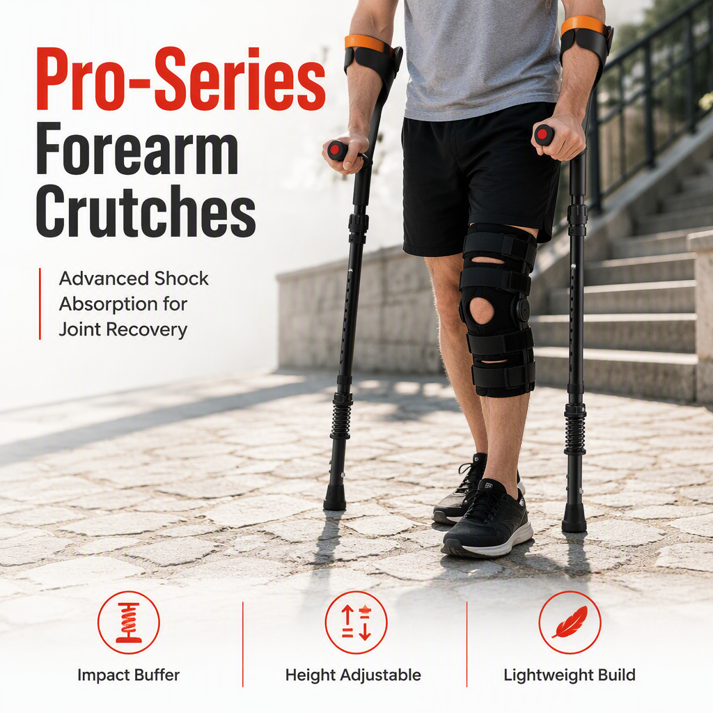 🦯 Shock Absorbing Forearm Elbow Crutches Folding Walking Stick 🩺