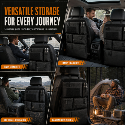 🚗 Tactical Car Backseat Organizer: Heavy-Duty Nylon, Webbed Loops, Buckled Straps, Universal Fit