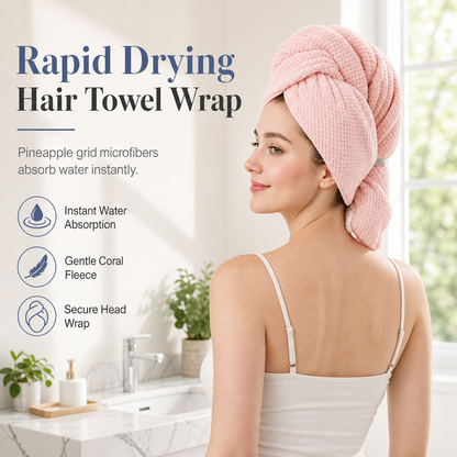 🎀 Rapid Drying Coral Fleece Hair Towel Wrap Absorbent Cap 💧