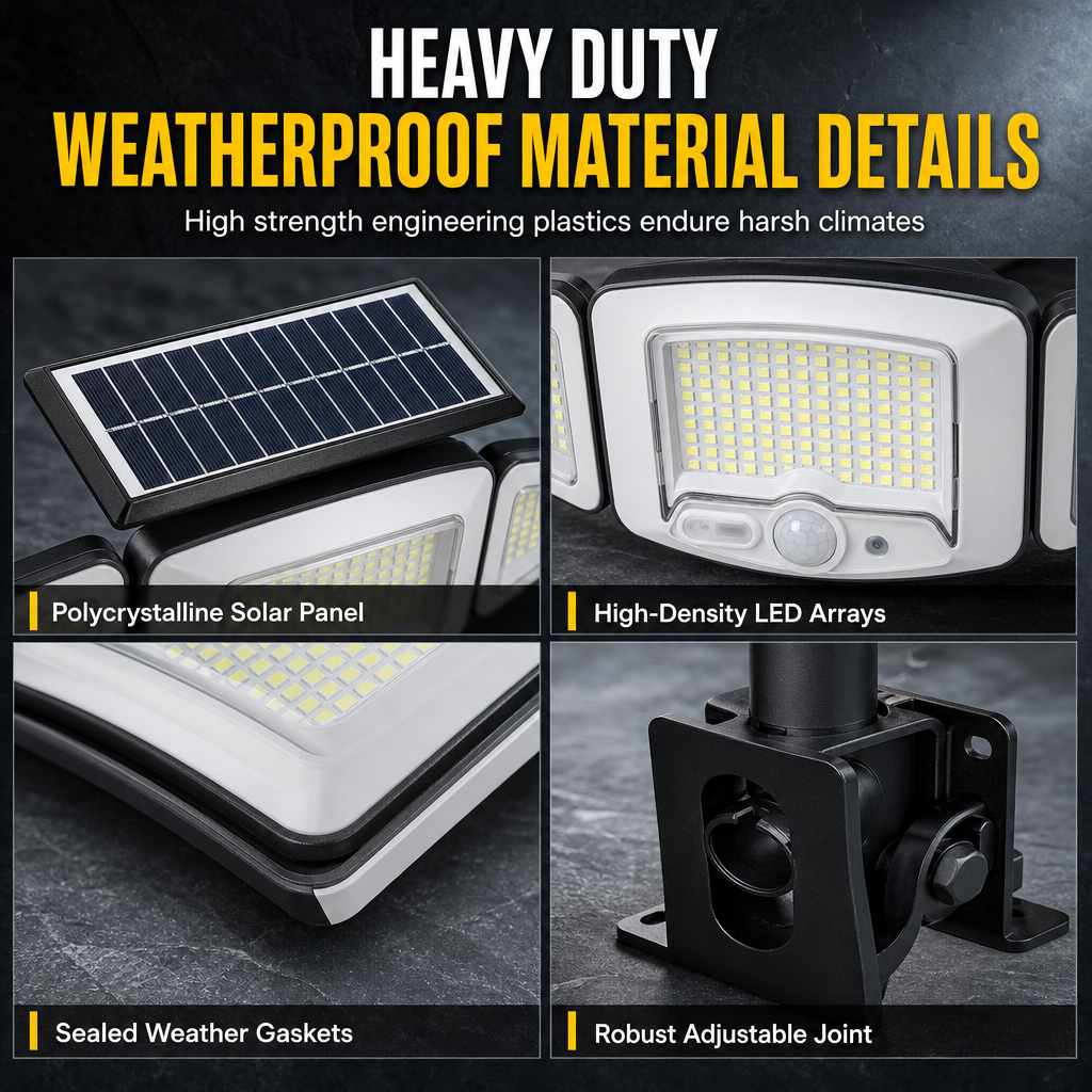 ☀️ Solar 3-Head Motion Sensor Security Light – Adjustable Outdoor Pathway